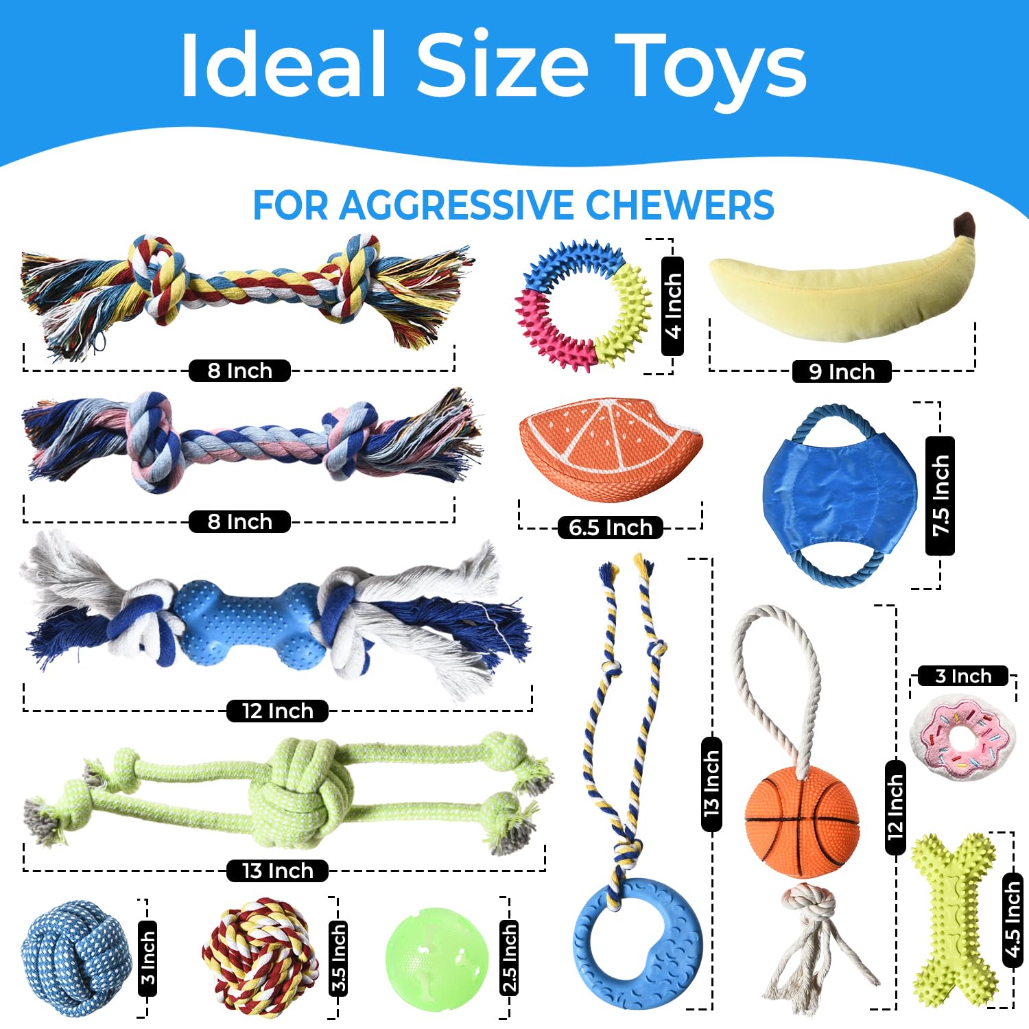 Stride Chew Toys for Puppy, 19 Pack, Dog Toys for Small Dogs & Puppies, Teething Dental Toys, Rope Toys, Plush, Squeaky & Treat Toys for Boredom, Great Value 19-Pack with Fun & Engaging Toys