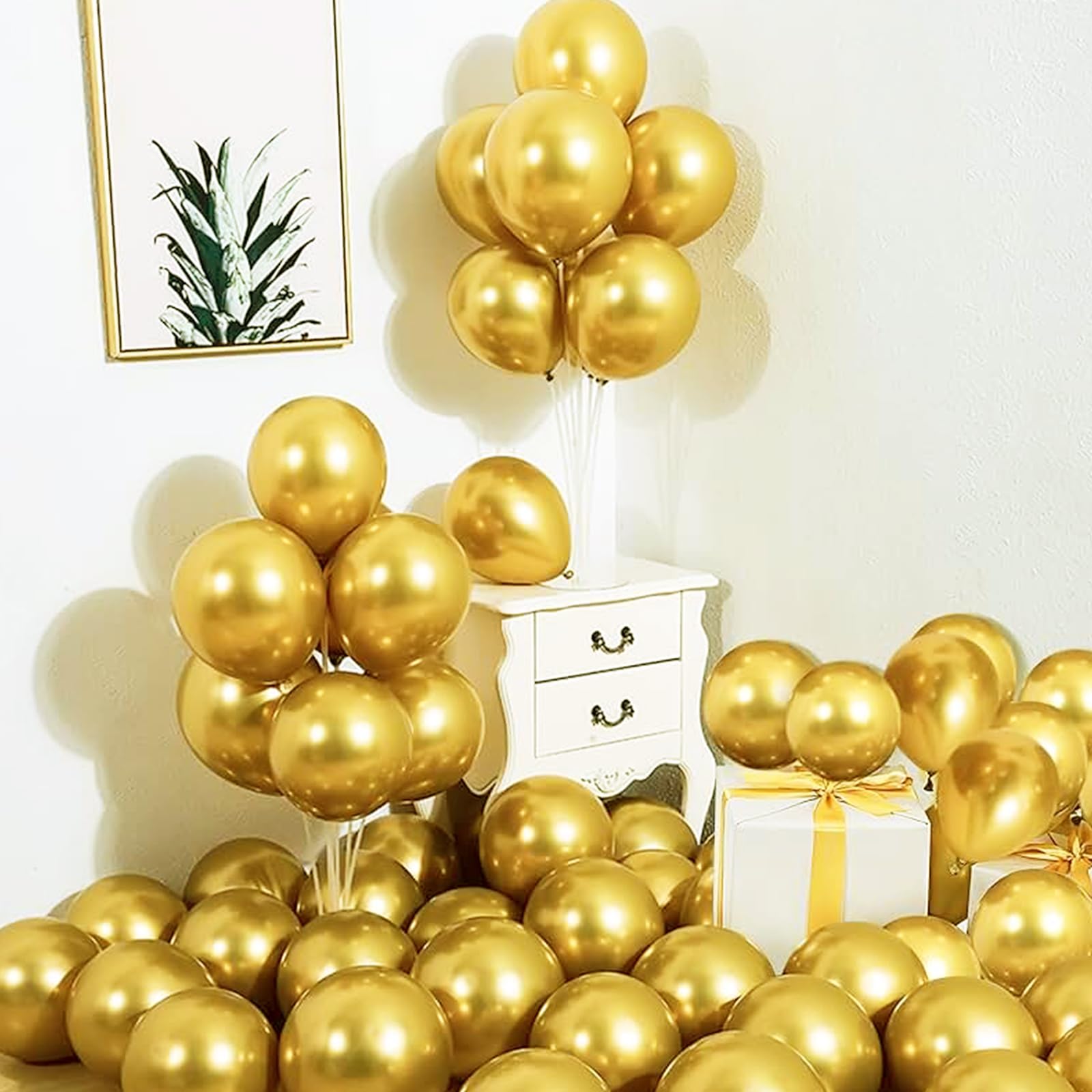 TILBLKUP 100 PCS Gold Balloons 12Inch Chrome Metallic Gold Balloons,Metallic Gold Balloons for Wedding Party Birthday Baby Shower Graduation Anniversary Garland Arch Decoration