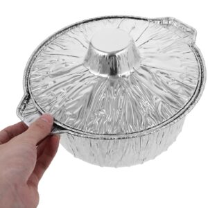 GANAZONO 8 Inch Round Aluminium Foil Pans With Lids 6pcs Disposable Soup Pot Heavy Duty Cookware Trays With Covers Tin Foil Cake Pans for Pies Cake Pan