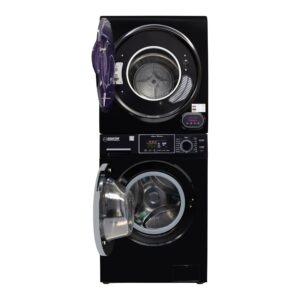 Equator Premium Stackable 15 Lbs Washer 1.62cf 110V+Vented Digi Dryer 3.5cf 110V(Black)