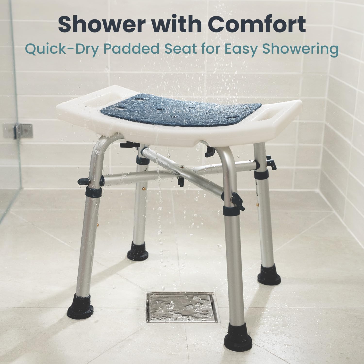 Shower Stool - Shower Chair for Inside Shower (350 lb) - Adjustable Height Shower Stool - Shower Seats for Adults, Bath Stools for Shower, Shower Chair, Shower Stools for Adults Sitting - Dark Blue