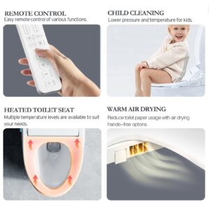 XCQQ Bidet Toilet Seat Elongated, Bidet Warm Water Rear & Front Oscillating Wash, Heated Toilet Seat, Warm Air Dryer, Soft Close Toilet Lid, Night Light, Smart Toilet Seat with Bidet Requires Outlet