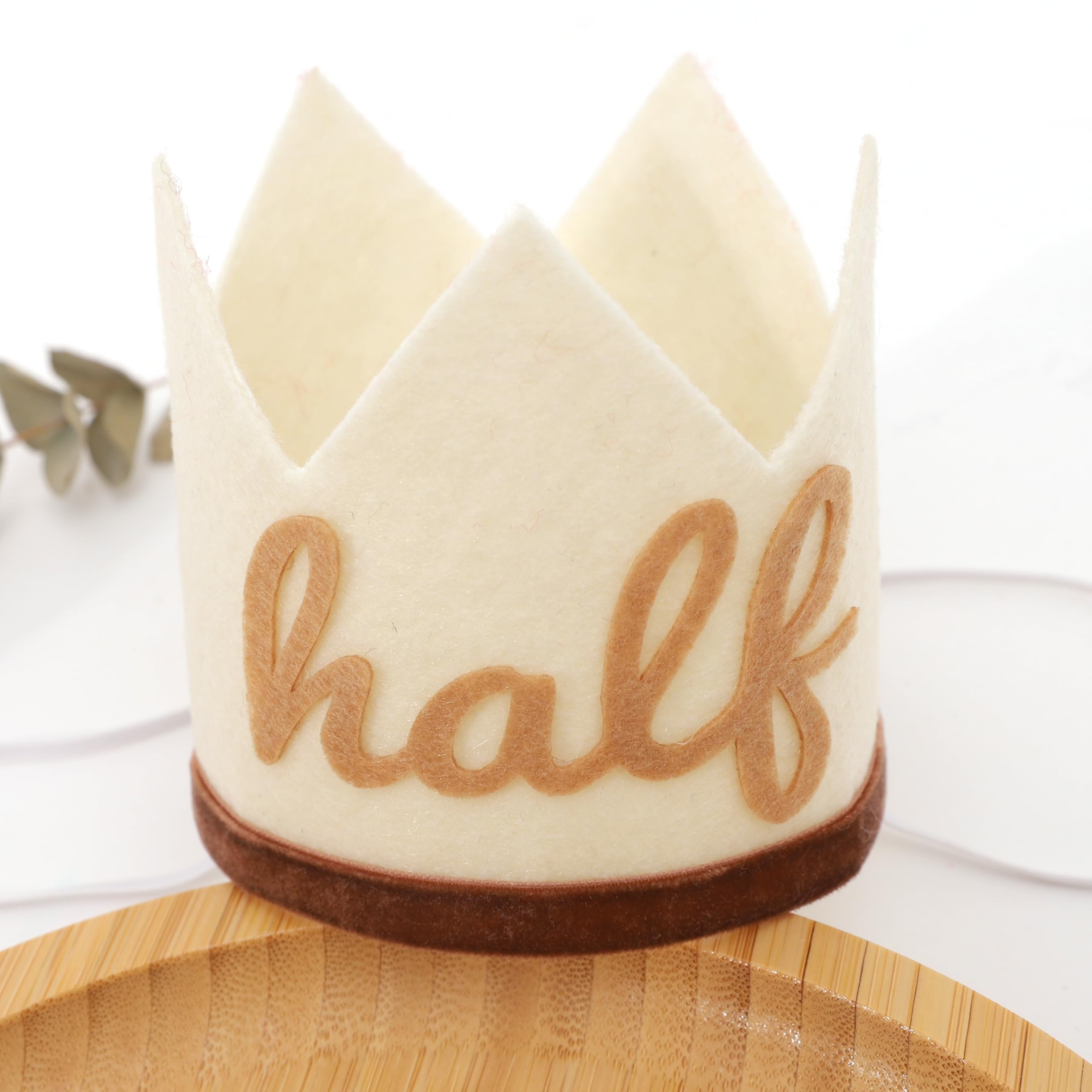 Agkvw Half Birthday Crown - Boho Cake Smash Prop, 6 Months Hat for Boys in Brown