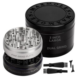 dual purpose 3" inch large spice dual grinder, including fine grind plate & medium standard grind plate