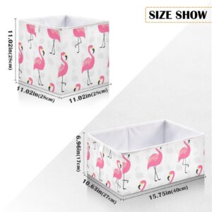 Pink Flamingo Cube Storage Bin Collapsible Storage Cubes Fabric Closet Organizer Bins Storage Basket Box for Clothes Room Home Shelves Office Toys Nursery Square 1 Pcak