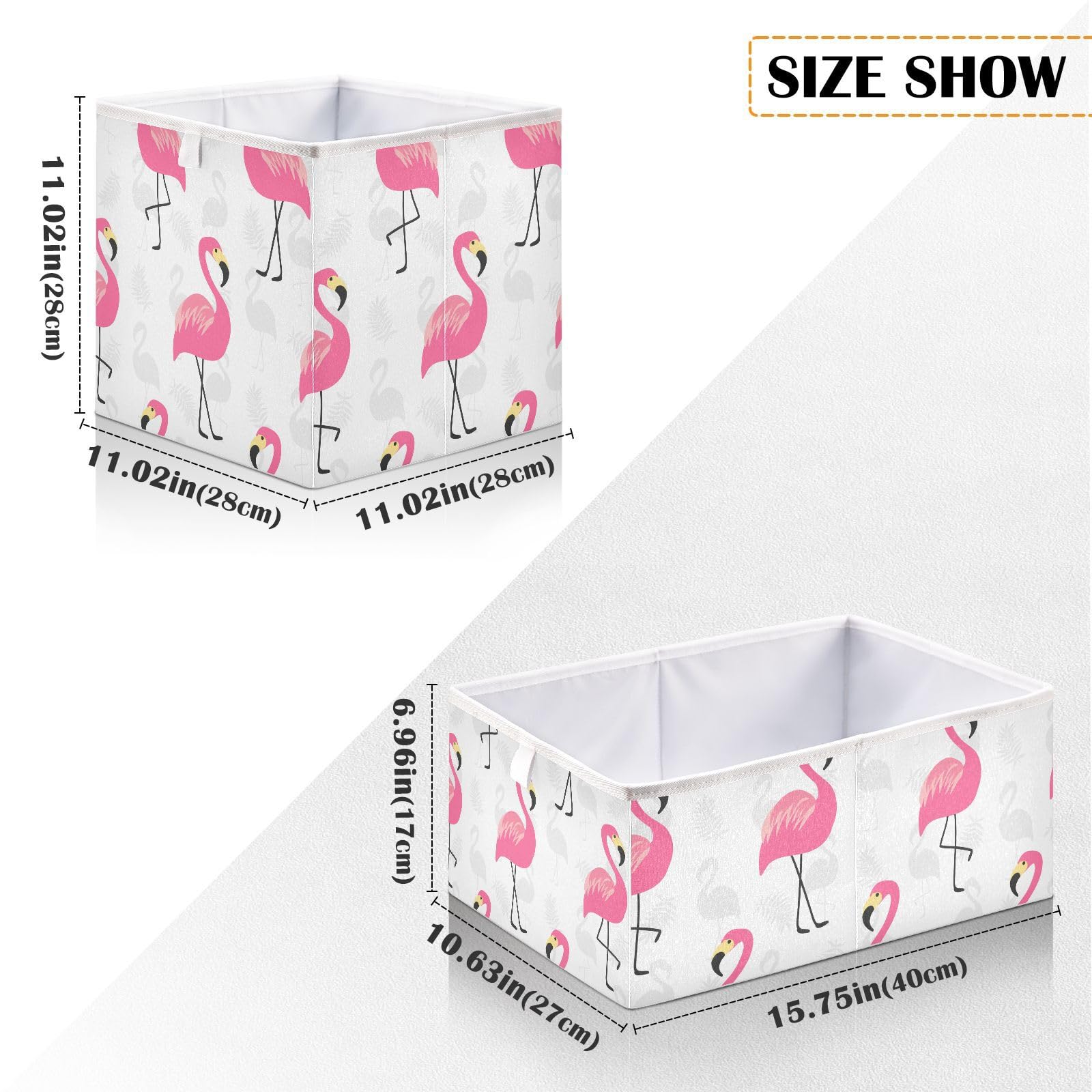 Pink Flamingo Cube Storage Bin Collapsible Storage Cubes Fabric Closet Organizer Bins Storage Basket Box for Clothes Room Home Shelves Office Toys Nursery Square 1 Pcak