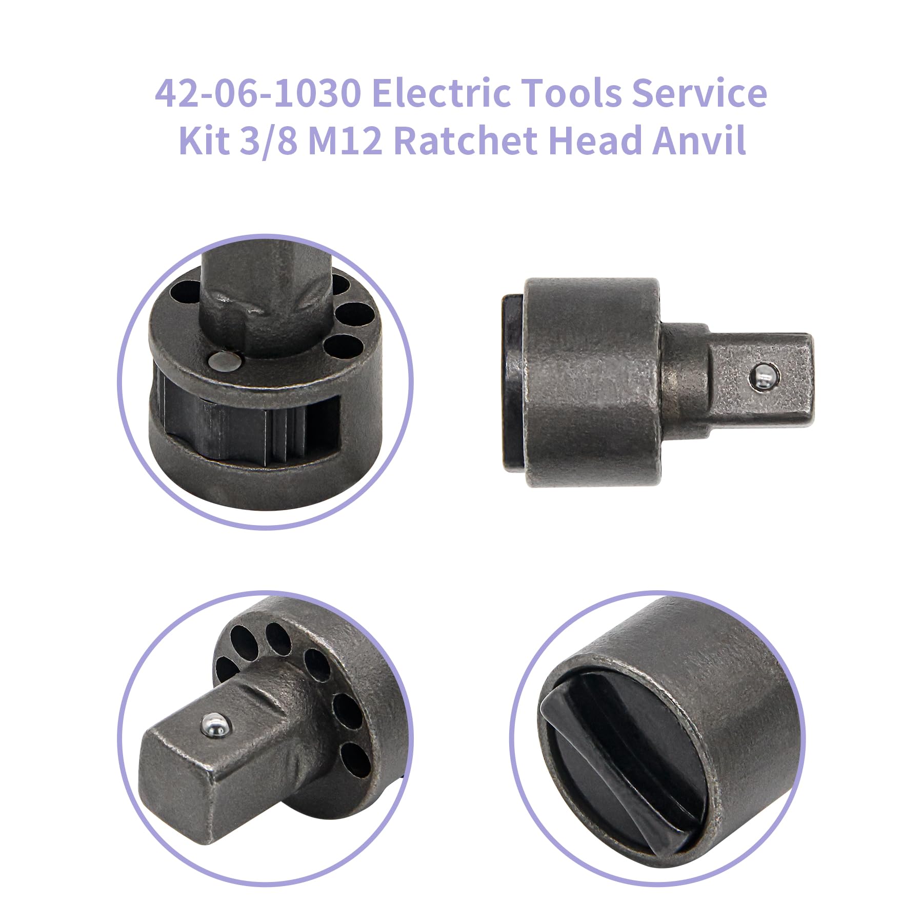 Homhelar 42-06-1030 Electric Tools Service Kit 3/8 M12 Ratchet Head Anvil For Milwaukee 2457-20,2457-21,42-06-1025 Impact Wrench Anvil,Service Kit