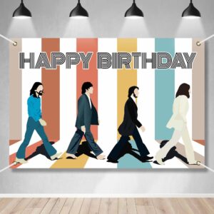 rock n roll happy birthday banner backdrop musical artist music album cover theme background decor for vocalist drummer guitarist bassist birthday party favors decorations supplies 70.8x47.2in-beckten