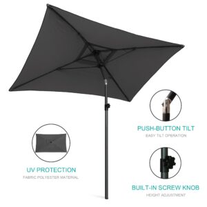 AMMSUN 6.6 x 4.3ft Rectangular Patio Umbrella Small Table Umbrella Outdoor Patio Steel Pole and Ribs, Grey