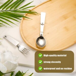 2pcs Replacement Spoon & Fork for Thermos, Stainless Steel Foldable Spoon & Dinner Fork for Outdoors Travel Replacement Parts Compatible with Thermos Funtainer 16oz Food Jar