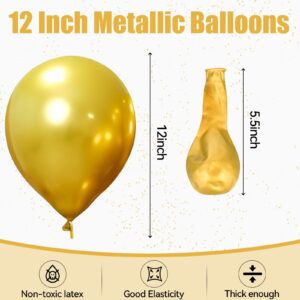 TILBLKUP 100 PCS Gold Balloons 12Inch Chrome Metallic Gold Balloons,Metallic Gold Balloons for Wedding Party Birthday Baby Shower Graduation Anniversary Garland Arch Decoration