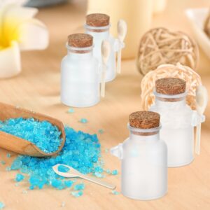 FoldTier 24 Pcs Small Jars with Spoons and Cork Lid Plastic Jar Bulk Bath Salt Jars 3.4 oz Mini Clear Food Storage Containers Kitchen Canisters Wedding Birthday Favor for Candy Spices Honey Tea Coffee