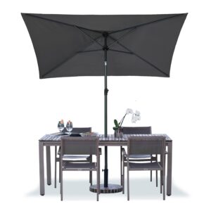 AMMSUN 6.6 x 4.3ft Rectangular Patio Umbrella Small Table Umbrella Outdoor Patio Steel Pole and Ribs, Grey