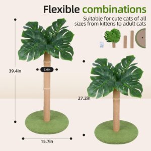 Yepdin Cat Scratching Post 39.4 inch Tall Cat Tree for Indoor Cats Large Adult Cat Scratching Post with Sisal Rope,Cute Kitten Cat Scratcher in Monstera Plants