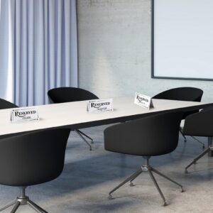 Resurhang 300 Pcs Paper Table Reserved Sign with Name Line Reserved Seating Signs Bulk Double Sided Signs for Reserving Seats Restaurant Wedding Reception Church Board Business Meeting (White Black)