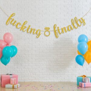 Ambishi Fucking Finally Banner/Wedding Engagement Party Decoration/Funny Bridal Shower Bachelorette Party Supplies/Gold Glitter