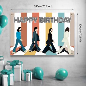 Rock N Roll Happy Birthday Banner Backdrop Musical Artist Music Album Cover Theme Background Decor for Vocalist Drummer Guitarist Bassist Birthday Party Favors Decorations Supplies 70.8x47.2in-BECKTEN