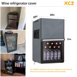 XCZ Beverage Refrigerator Cover, Wine Mini Refrigerator Cover, Waterproof, Sunproof, Dustproof, Fits Most Small Refrigerators and Beer Refrigerators.20 L x 20 "W x 33 "H, Gray (Cover Only)