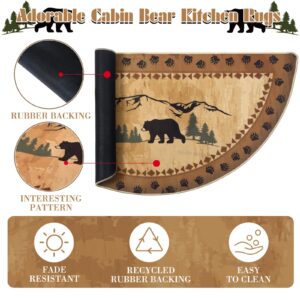 Kinlop Winter Half Round Hearth Rug Birch Bear Non Skid Rug Fireplace Rustic Bathroom Rugs Cabin Non Slip Kitchen Mat Nature Scene Kitchen Carpet for Wood Floor Home Bedroom Living Room, 24'' x 47''