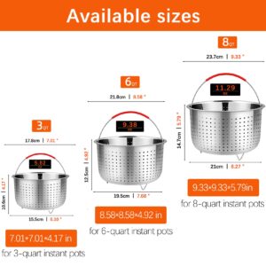 REDANT Steamer Basket for Instant Pot Accessories 3 qt, Pot Strainer Steamer for cooking, Steam Basket Stainless Steel Steamer Insert for Vegetables, Egg, Pasta (Free 2 Pcs silicone gloves), 3 Quart