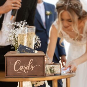 MISTOD Wooden Wedding Card Box with Slot, Farmhouse Wedding Decoration for Reception, Card Box with Lid for Wedding Gifts & Money | Baby & Bridal Shower