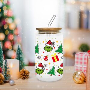 GYGOT 9 Sheets Christmas UV DTF Cup Wrap Transfer for Glass 16 OZ,Christmas Rub on Transfers for Crafts,Waterproof UV DTF Transfer Stickers for Cups Furniture Wood, 9.5x4.3 in