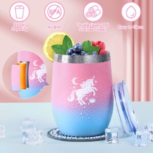 Tacobear Unicorns Gifts for Girls Kids Toys 6 7 8 9 10 Years Old with Star Light Up Pillow Stationery Plush Diary with Lock Headband Eye Mask Water Bottle Teen Girl Birthday Christmas Unicorn Toy