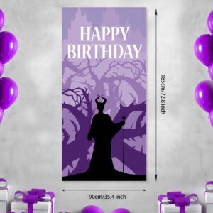 Dark Witch Evil Queens Happy Birthday Banner Backdrop Black Witch Villains Mistress Dark Fairytales Theme Decor for Girls Princess Birthday Party Baby Shower Favors Supplies 35.4x72.8in-BECKTEN