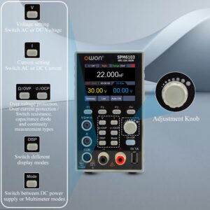 OWON SPM6103 DC Power Supply with Multimeter 2 in 1 Function 4 1/2 Digits Multimeter 10mV/1mA Resolution Power Supply with 2.8 inch LCD(60V/10A/300W)