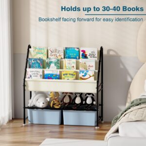 ORLESS Kids Bookcases Freestanding Book Shelf for Kids Rooms, Bedroom, Children Bookcase Toy Storage Metal Black Cabinets Shelves