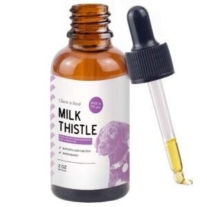 milk thistle for dogs liver support - 2 oz liquid milk thistle supplement for kidney and liver support - with wild alaskan salmon oil and moringa oil - made in usa