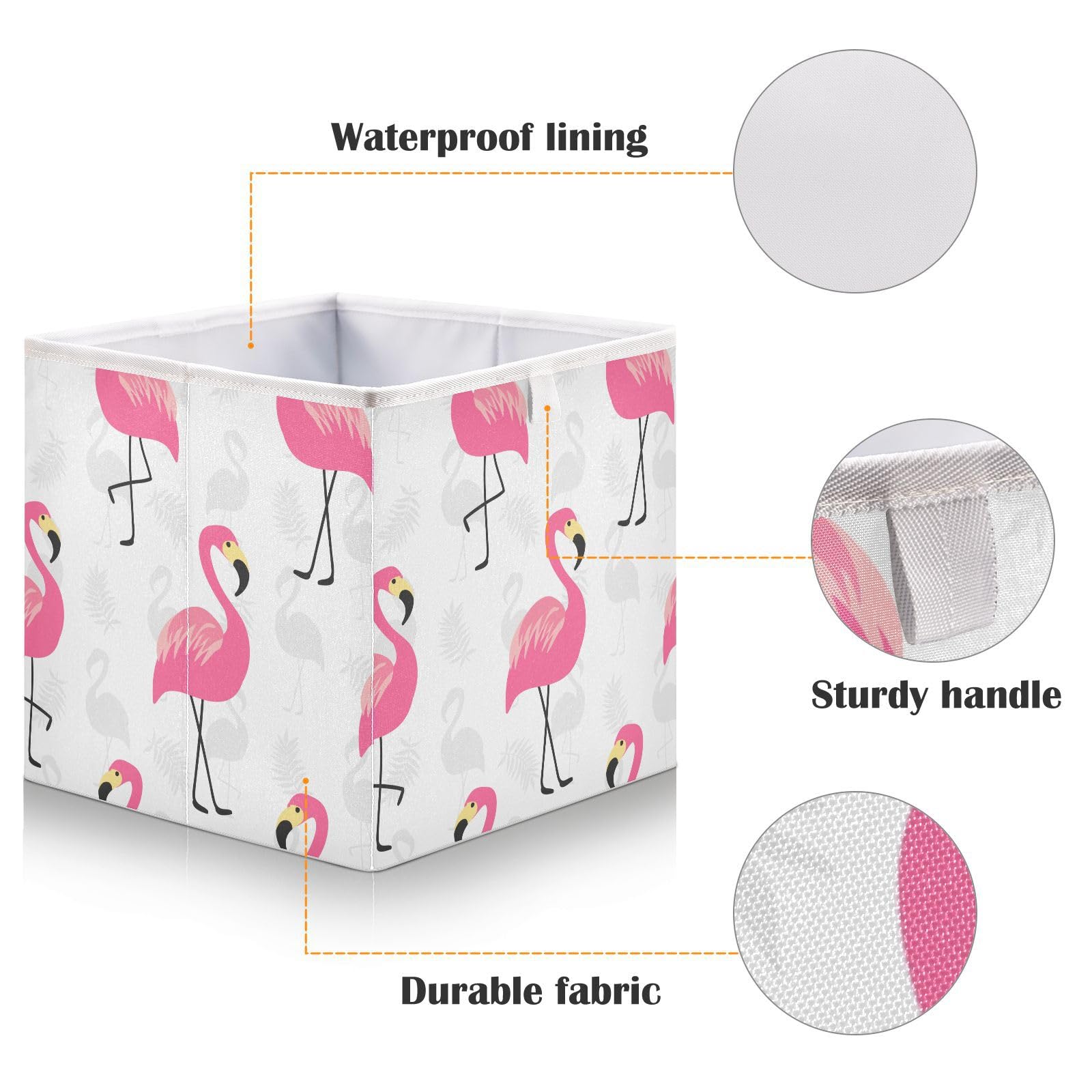 Pink Flamingo Cube Storage Bin Collapsible Storage Cubes Fabric Closet Organizer Bins Storage Basket Box for Clothes Room Home Shelves Office Toys Nursery Square 1 Pcak