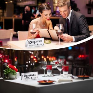 Resurhang 300 Pcs Paper Table Reserved Sign with Name Line Reserved Seating Signs Bulk Double Sided Signs for Reserving Seats Restaurant Wedding Reception Church Board Business Meeting (White Black)