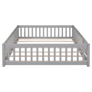 Bellemave Queen Montessori Bed, Floor Bed, Floor Bed, Floor Bed with Door, Floor Bed for Kids, Wooden Kids Floor Bed(Gary).