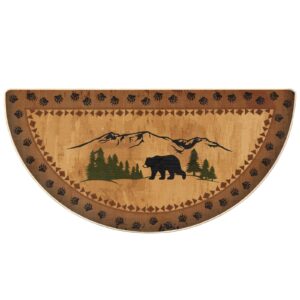 kinlop winter half round hearth rug birch bear non skid rug fireplace rustic bathroom rugs cabin non slip kitchen mat nature scene kitchen carpet for wood floor home bedroom living room, 24'' x 47''