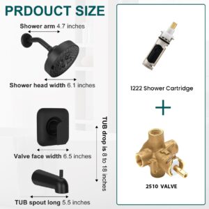 T2473EPBL Black Shower System Compatible with moen T2473EPBL Shower Trim Kit, Including Showerhead, Shower Handle and Tub Spout(POS-Temp Valve Required)