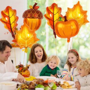 20 Pcs Fall Balloons,Thanksgiving Foil Balloons Big Pumpkin Maple Leaves Acorn Balloons Autumn Theme Decorations for Birthday Baby Shower Wedding ThanksGiving Party Decor