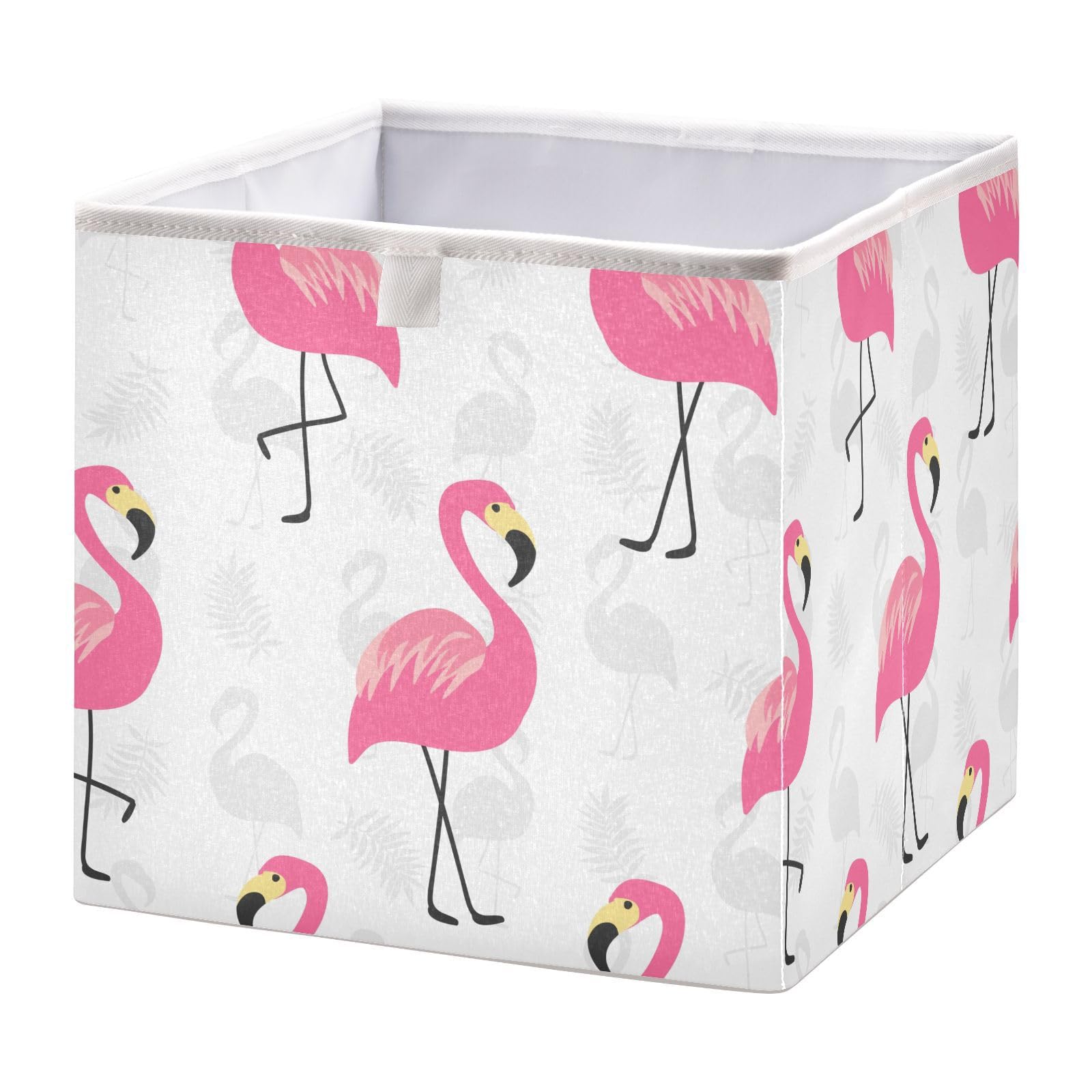 Pink Flamingo Cube Storage Bin Collapsible Storage Cubes Fabric Closet Organizer Bins Storage Basket Box for Clothes Room Home Shelves Office Toys Nursery Square 1 Pcak