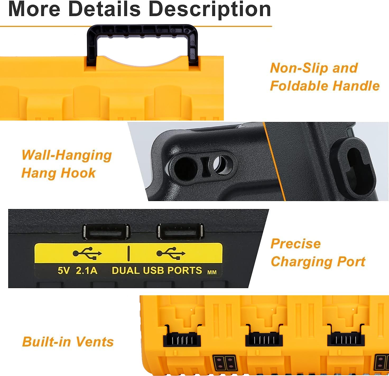 Replacement for 12v 20v Max Battery Charger Station DCB104, Compatible with DCB124 DCB126 DCB200 DCB203 DCB204 DCB206 DCB230