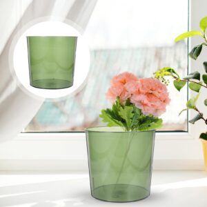 HOMSFOU Clear Wastebasket Plastic Flower Bucket Round Garbage Container Trash Bin for Bathroom Bedroom Kitchen College Dorm Office Craft Room Green