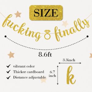 Ambishi Fucking Finally Banner/Wedding Engagement Party Decoration/Funny Bridal Shower Bachelorette Party Supplies/Gold Glitter