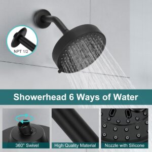 T2473EPBL Black Shower System Compatible with moen T2473EPBL Shower Trim Kit, Including Showerhead, Shower Handle and Tub Spout(POS-Temp Valve Required)