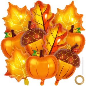 20 pcs fall balloons,thanksgiving foil balloons big pumpkin maple leaves acorn balloons autumn theme decorations for birthday baby shower wedding thanksgiving party decor