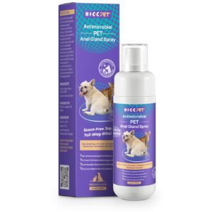 hicc pet dog anal gland spray - fast relieves anal gland irritations and soothes itching, stops scooting, eliminates tough odors, pain relieving & anti-itch, safe for all animals - 4 fl oz