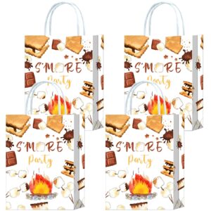 16 pieces s'more goodie bags for s'more party camping christmas s'mores party decorations, s'mores themed gift snacks treat party favors bags with handles for birthday baby shower christmas party