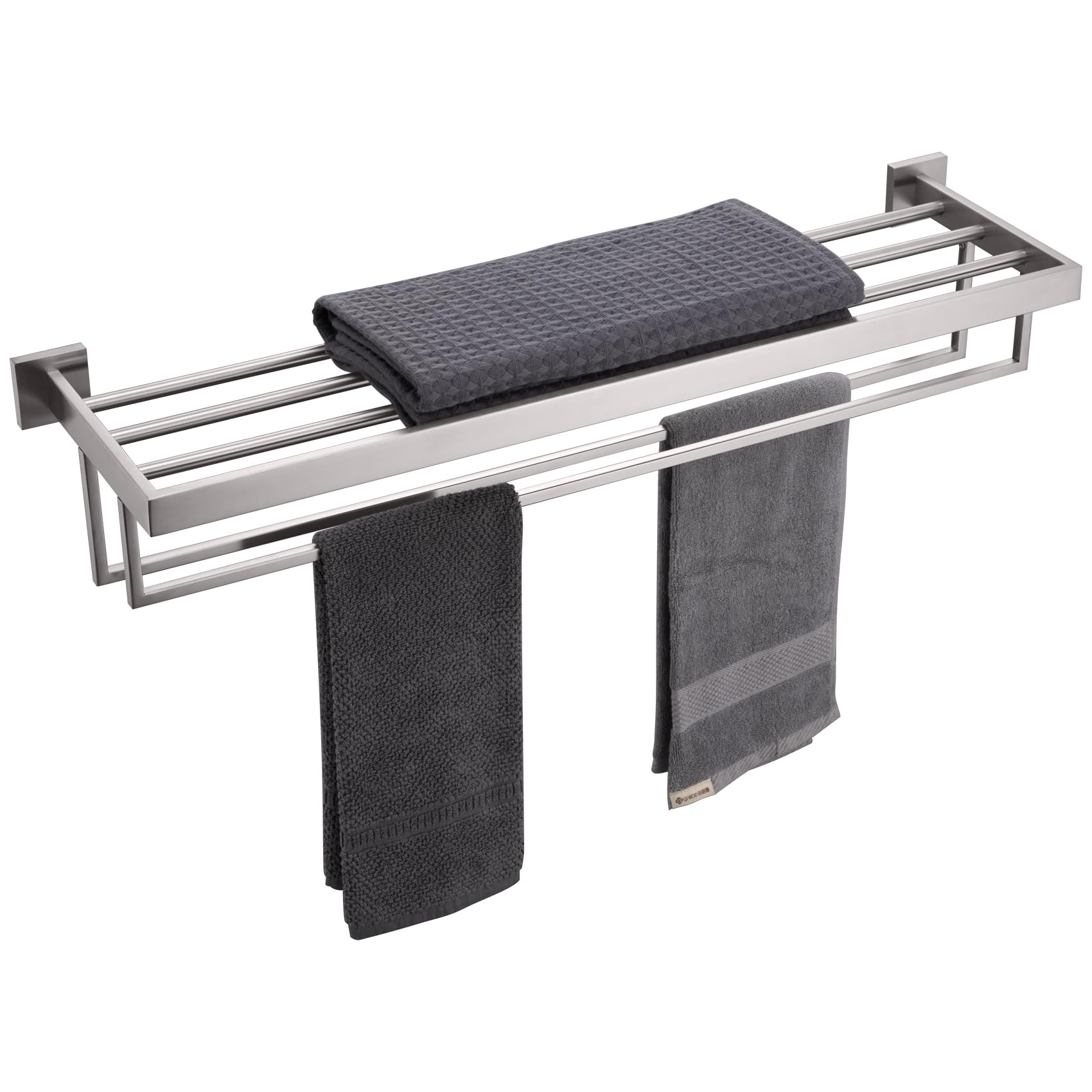 KOKOSIRI Towel Rack 32-Inch Bathroom Towel Shelves with Double Towel Bars SUS304 Stainless Steel Wall Mounted, Brushed Nickel B6003BR-L32