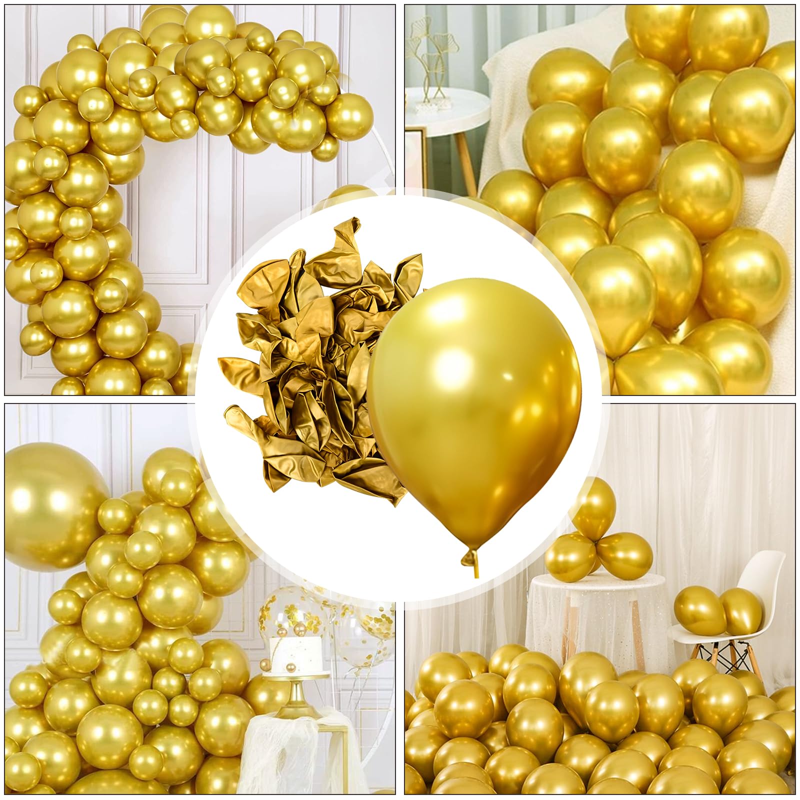 TILBLKUP 100 PCS Gold Balloons 12Inch Chrome Metallic Gold Balloons,Metallic Gold Balloons for Wedding Party Birthday Baby Shower Graduation Anniversary Garland Arch Decoration