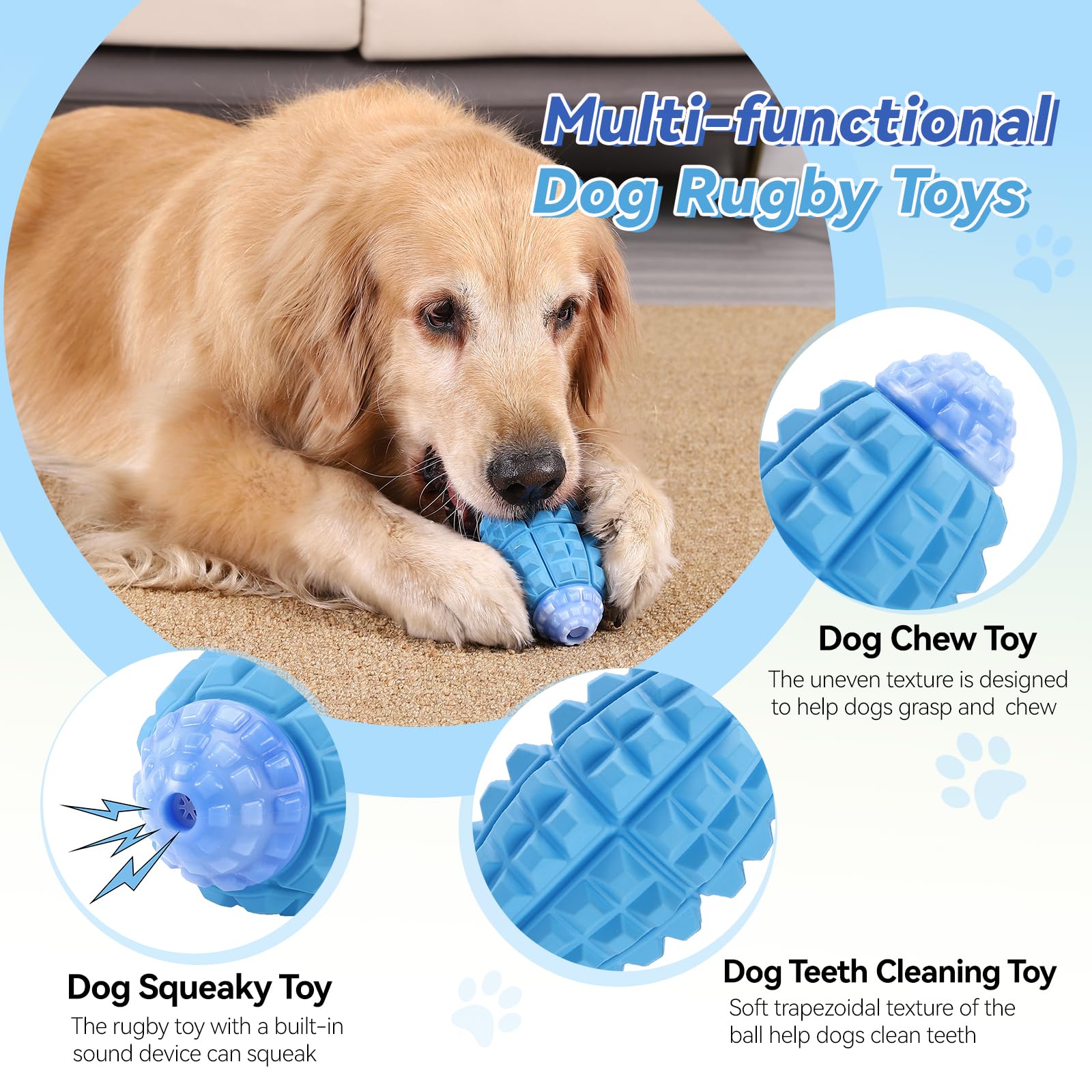 YINEYA Tough Dog Toys for Aggressive Chewers Large Breed, Dog Chew Toys for Aggressive Chewers, Indestructible Dog Toys for Large Dogs, Durable Dog Toys, Squeaky Dog Toys, Rubber Heavy Duty Dog Ball