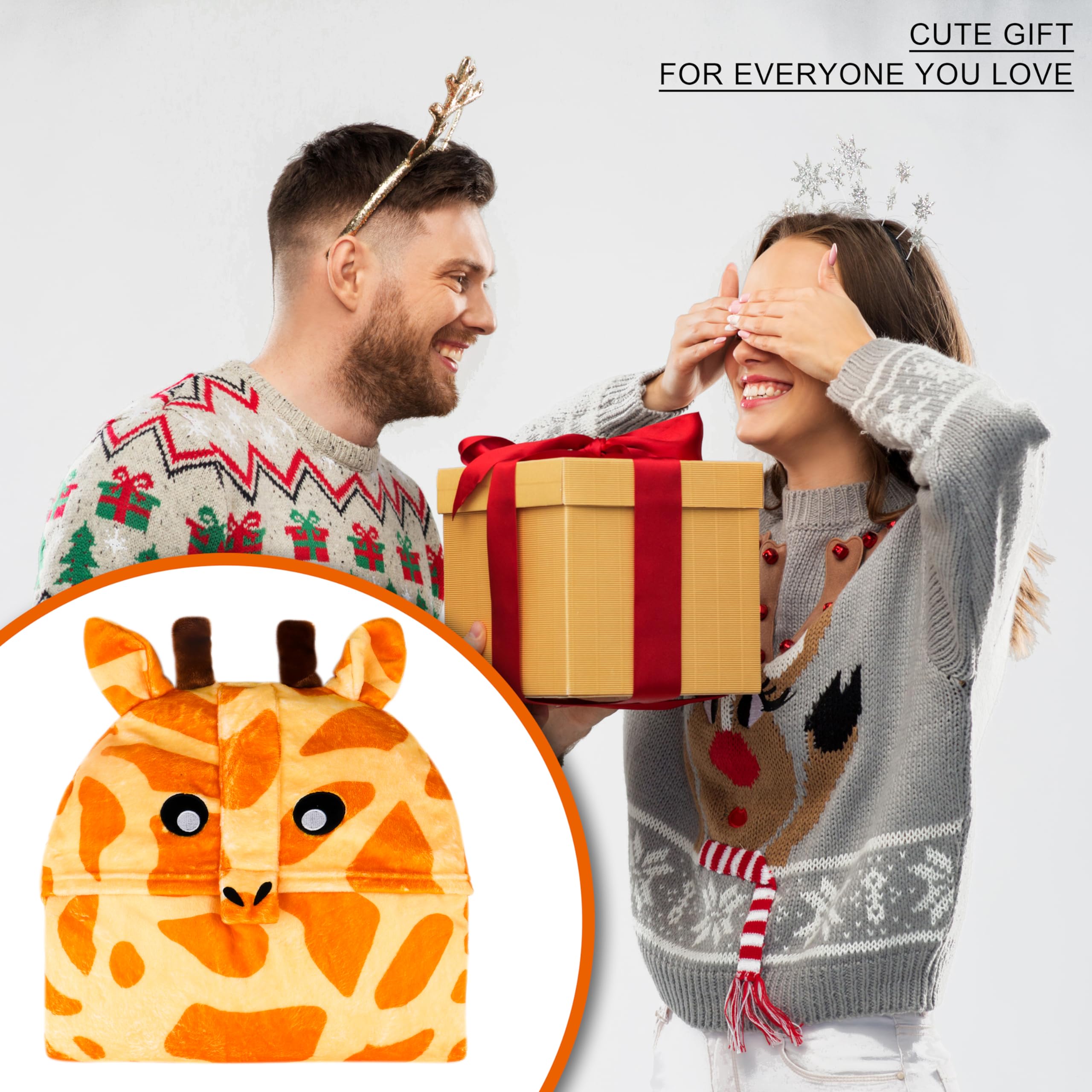 Moyel Giraffe Gifts for Women Funny Giraffe Blanket Hoodie Fluffy Animal Wearable Blanket Hooded Cute Giraffe Gifts for Kids Teen Girls Boys Adults