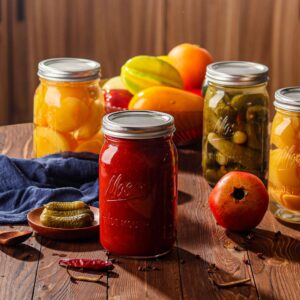 Wide Mouth Mason Jars 32 oz - 12 Pack Large Glass Mason Jars with Airtight Lids and Bands, 1 Quart Mason Jars for Pickling, Canning, Fermenting and Food Storage, Microwave & Dishwasher Safe